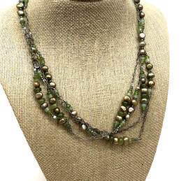 Designer Silpada 925 Sterling Silver Green Pearl Jade Chain Necklace