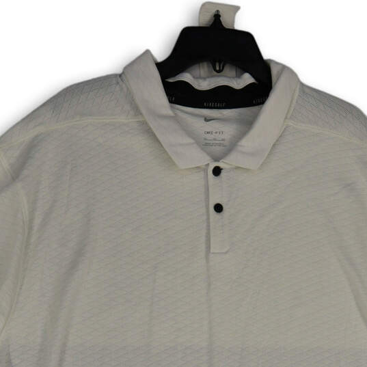 Mens White Dri-Fit Spread Collar Short Sleeve Polo Shirt Size 4XL image number 4