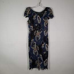 NWT Womens Floral Round Neck Short Sleeve Sheath Dress Size 0
