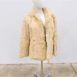 Vintage Dino Ricco French Cream Rabbit Fur Women's Short Coat