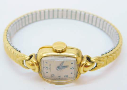Vintage 14K Yellow Gold Case Hamilton 17 Jewel Ladies Mechanical Watch 13.3g image number 2