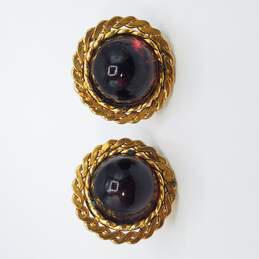 Andrew Spingarn Gold Tone Glass Clip On Earrings 27.9g