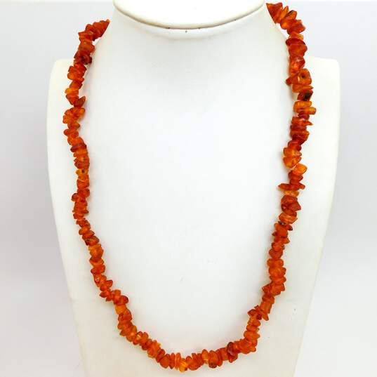 Raw Cognac Amber Nugget Bead Necklace 30.5g image number 2