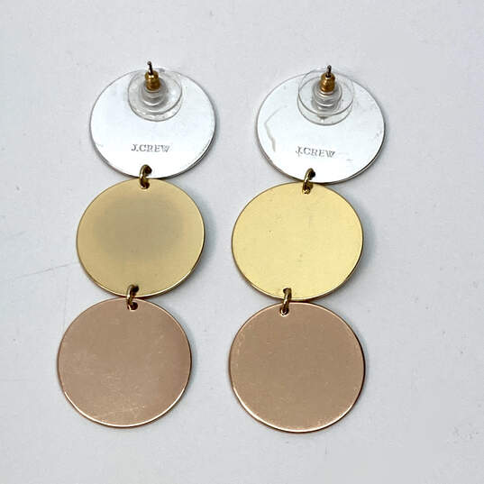 Designer J. Crew Silver And Copper Tone Circle Pierced Dangle Earrings image number 2