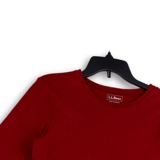 Womens Red Round Neck Long Sleeve Stretch Pullover T-Shirt Size Medium image number 3
