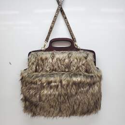 Designs by Dee Ocleppo Faux Fur Large Handbag in Brown w/Gold Tone Hardware alternative image