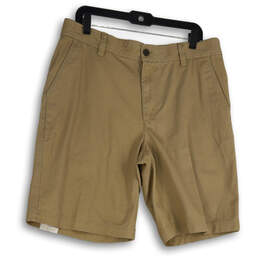 NWT Mens Tan Flat Front Slash Pocket Chino Shorts Size 35W  x 10.5