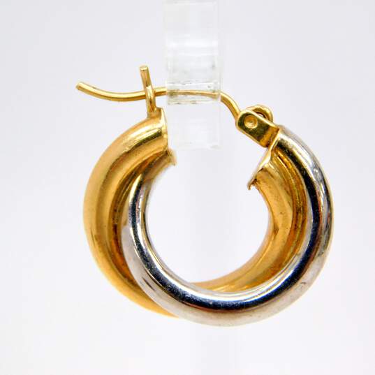 14k Yellow & White Gold Twisted Hoop Earrings 2.5g image number 3