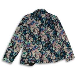 NWT Lauren Conrad Womens Blue Black Floral Shawl Lapel Open Front Blazer Size 10 alternative image