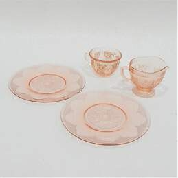 Vintage Pink Glassware Dinnerware Teacup Creamer Mixed Lot