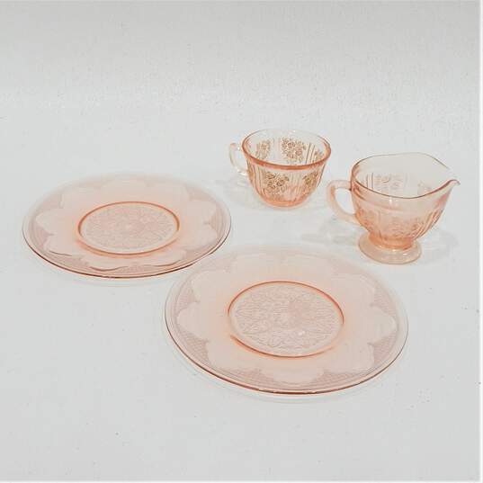 Vintage Pink Glassware Dinnerware Teacup Creamer Mixed Lot image number 1