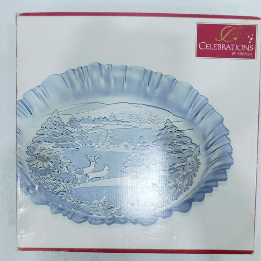 MIKASA Celebrations Winter Dreams Collection Frosted Crystal Serving Bowl image number 1