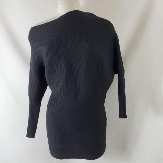 Reiss Women Black Rib Knit One-Shoulder Sweater XS image number 1