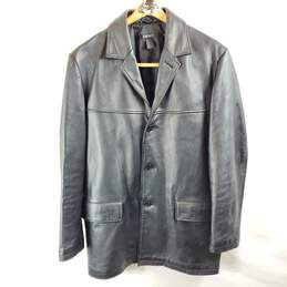 DKNY Men Black Leather Coat S