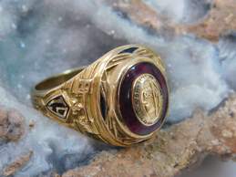 Vintage 10K Gold Ruby Cabochon & Black Enamel Class Ring 4.9g alternative image