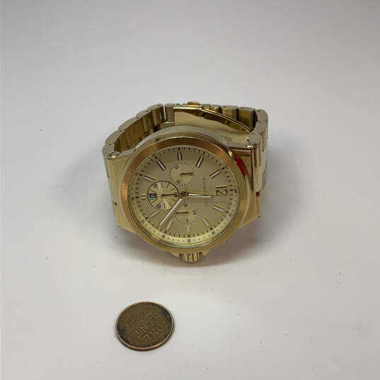 Designer Michael Kors Gold-Tone Round Chronograph Analog Wristwatch w/ Box image number 3