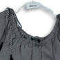 Womens Gray Striped Off The Shoulder Ruffle Front Blouse Top Size X-Large image number 3