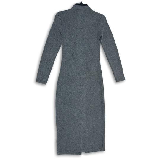 Anthropologie Womens Gray Black Long Sleeve Button Front Sweater Dress Size XS image number 2