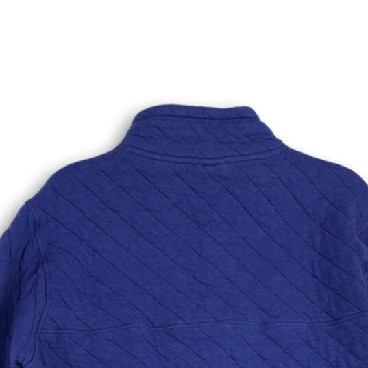 Mens Blue Red Long Sleeve Mock Neck Pullover Quilted Jacket Size Large image number 4