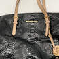 Womens Black Animal Print Leather Inner Pockets Bottom Studs Shiny Tote Bag image number 5