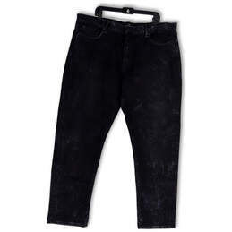 Womens Black Dark Wash Stretch Pockets Straight Leg Jeans Size W42xL32