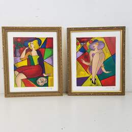 Linda Le Kinff Set of 2 Serigraphs / Framed, Signed Artwork Print