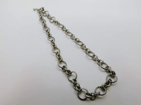 Judith Ripka 925 Sterling Silver Fancy Textured Link Chain & Citrine Toggle Clasp 83.2g image number 1