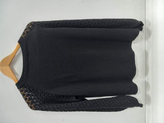 Women's Lace Sleeve Crew Neck Sweater Sz M image number 2