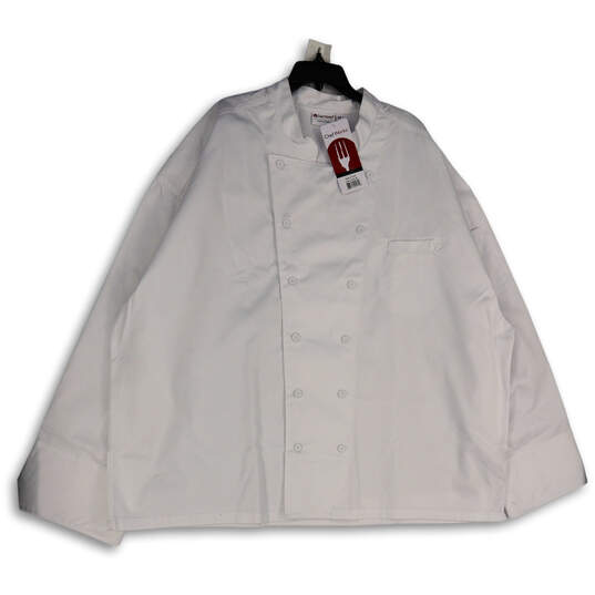 NWT Mens White Collared Long Sleeve Double Breasted Chef Coat Size 62 image number 1