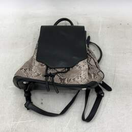 Womens Black Gray Fawn Python Pilot Bottom Studs Adjustable Strap Backpack Bag