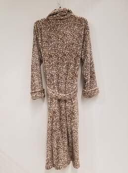 Womens Brown Beige Leopard Print Long Sleeve Belted One Pieces Robe Size L alternative image