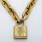 Michael Kors Gold Tone Crystal Chain Link Lock Pendant Toggle 17in Necklace 91.3g image number 4