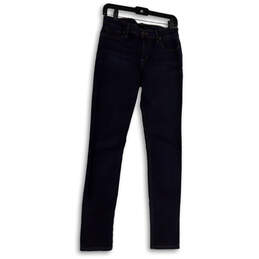 Womens Blue Denim Dark Wash Pockets Stretch Skinny Leg Jeans Size W29