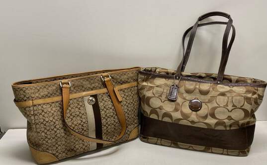 Coach Assorted Lot of 2 Large Signature canvas Tote Bags image number 1