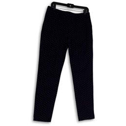 Womens Blue Dotted Flat Front Skinny Leg Pull-On Ankle Pants Size 6