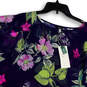 NWT Womens Multicolor Floral Crew Neck Pullover Poncho Blouse Top Size OS image number 3