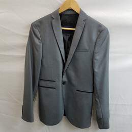 Zara Man Basic Gray Slim Fit Polyester Suit Jacket Size 34