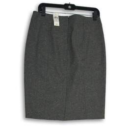 NWT Ann Taylor Womens Gray Flat Front Back Zip Straight & Pencil Skirt Size 8 alternative image