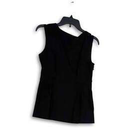 Womens Black Sleeveless Round Neck Pleated Pullover Blouse Top Size Small alternative image