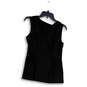 Womens Black Sleeveless Round Neck Pleated Pullover Blouse Top Size Small image number 2