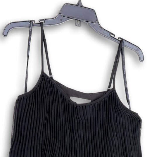 Womens Black Pleated Sleeveless Spaghetti Strap Tiered Mini Dress Size S image number 3