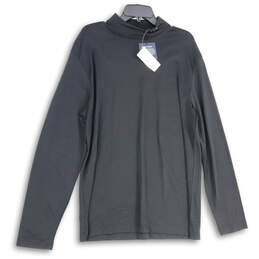 NWT Mens Black Long Sleeve Mock Neck Activewear Golf T-Shirt Size XL