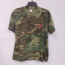 Mens Multicolor Cotton Camouflage Short Sleeve Pullover T-Shirt Size M