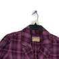 Womens Purple Plaid Notch Lapel Double Breasted Cropped Blazer Size XL image number 3