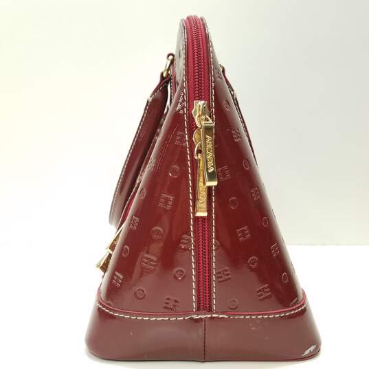 Arcadia Patent Leather Embossed Satchel Burgundy image number 5