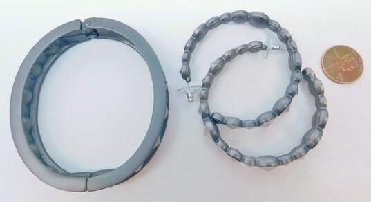 Heidi Klum Designer Gun Metal Tone Bracelet & Hoop Earrings 87.1g image number 4