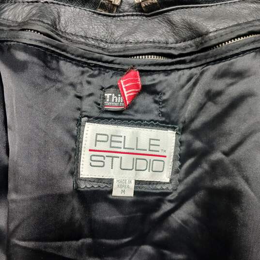 Men’s Pelle Studio Leather Fur Trimmed Trench Coat W/Removable Liner Sz M image number 2