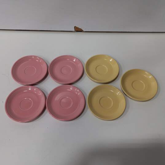 Fiesta Ware Pink & Yellow Saucers 7pc Lot image number 2