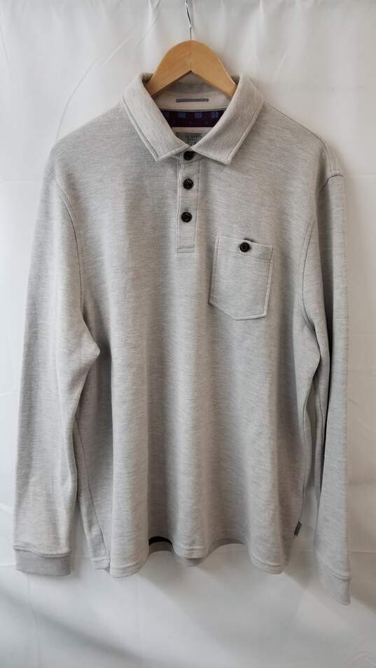 Ted Baker London Shirt Mens 6 Beige Long Sleeve Collared Polo Textured Designer image number 1