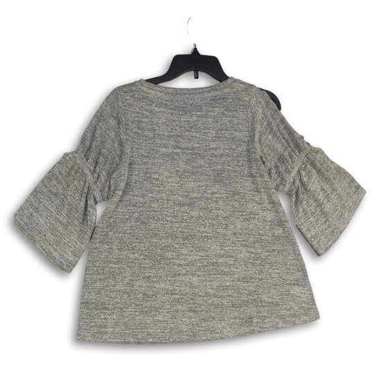 NWT LOFT Womens Gray Bell Sleeve Round Neck Pullover Blouse Top Size XS image number 2